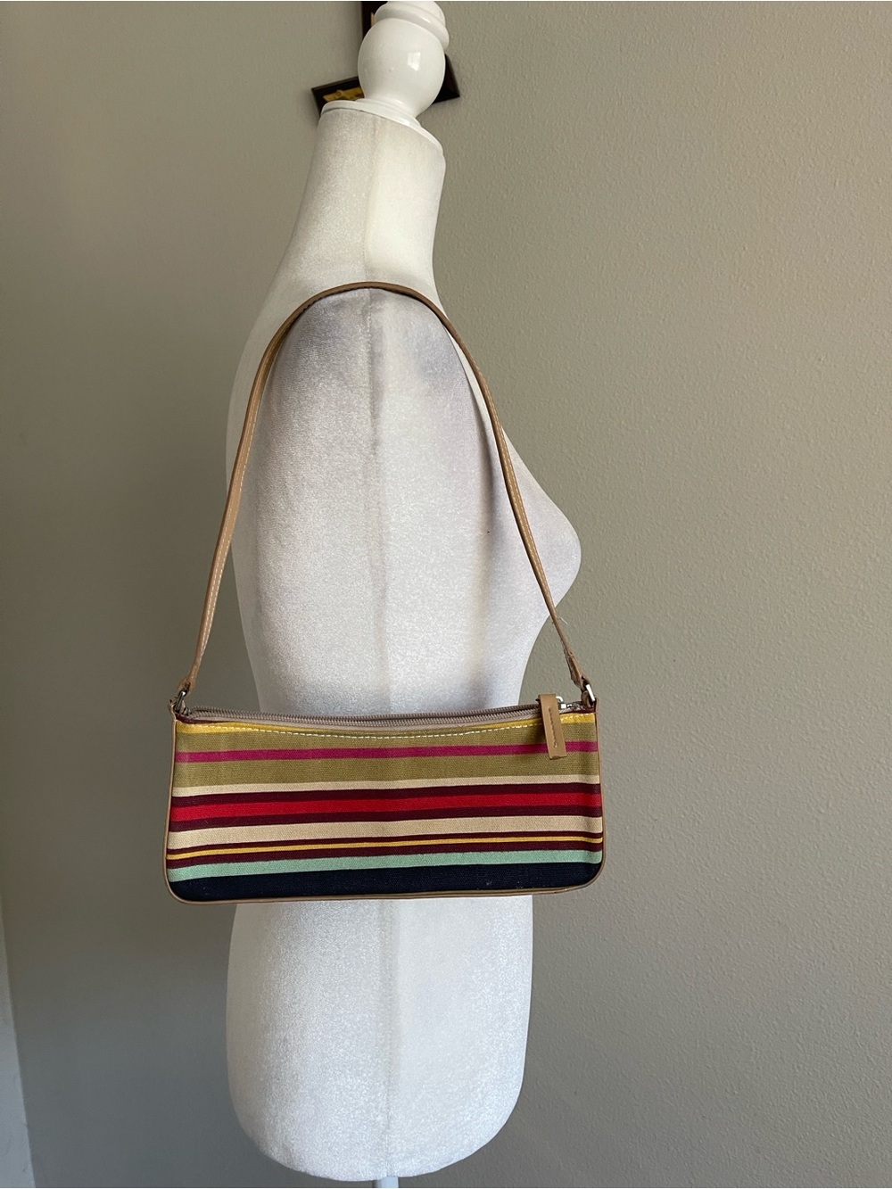 Aldo Striped Shoulder Bag in Pink, Red, Navy & Tan